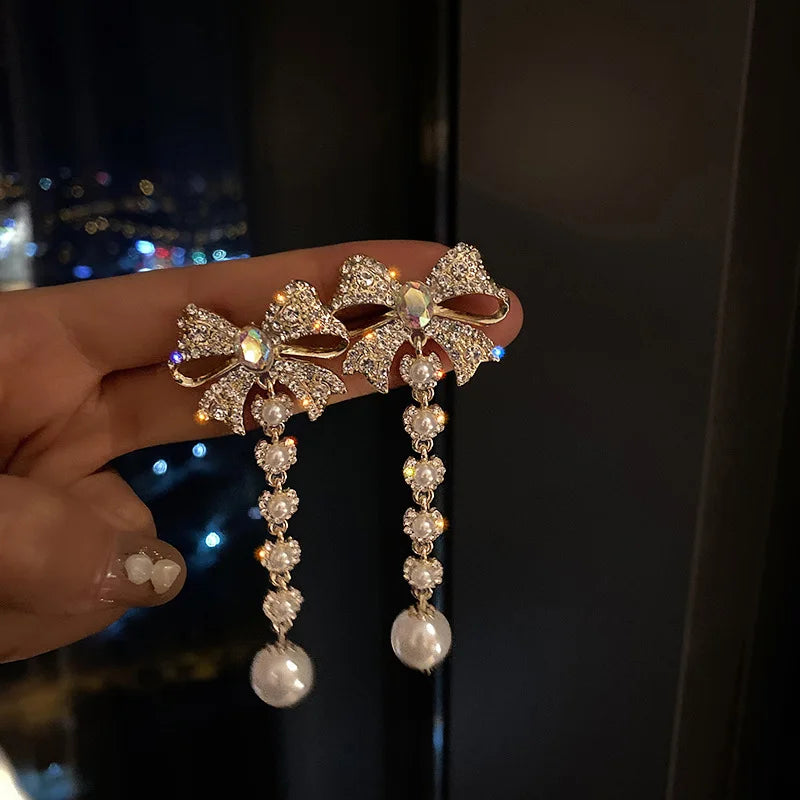 WLP Exquisite Sweet Pink Rhinestone Bow Tassel