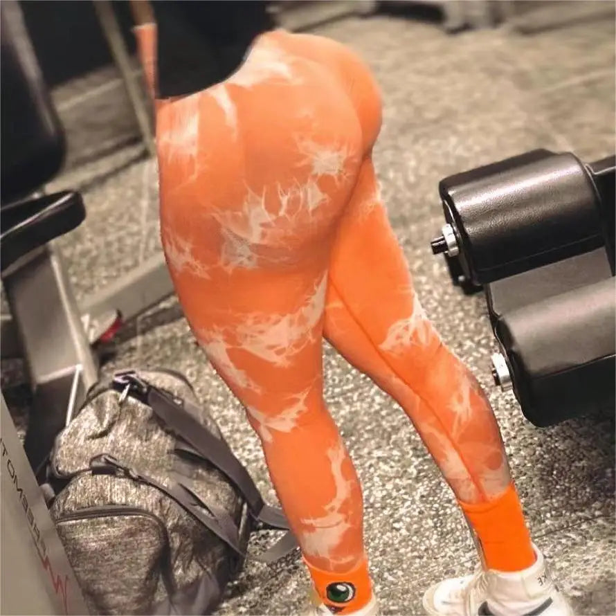 Women Athletic Tie Dye Gym Leggings