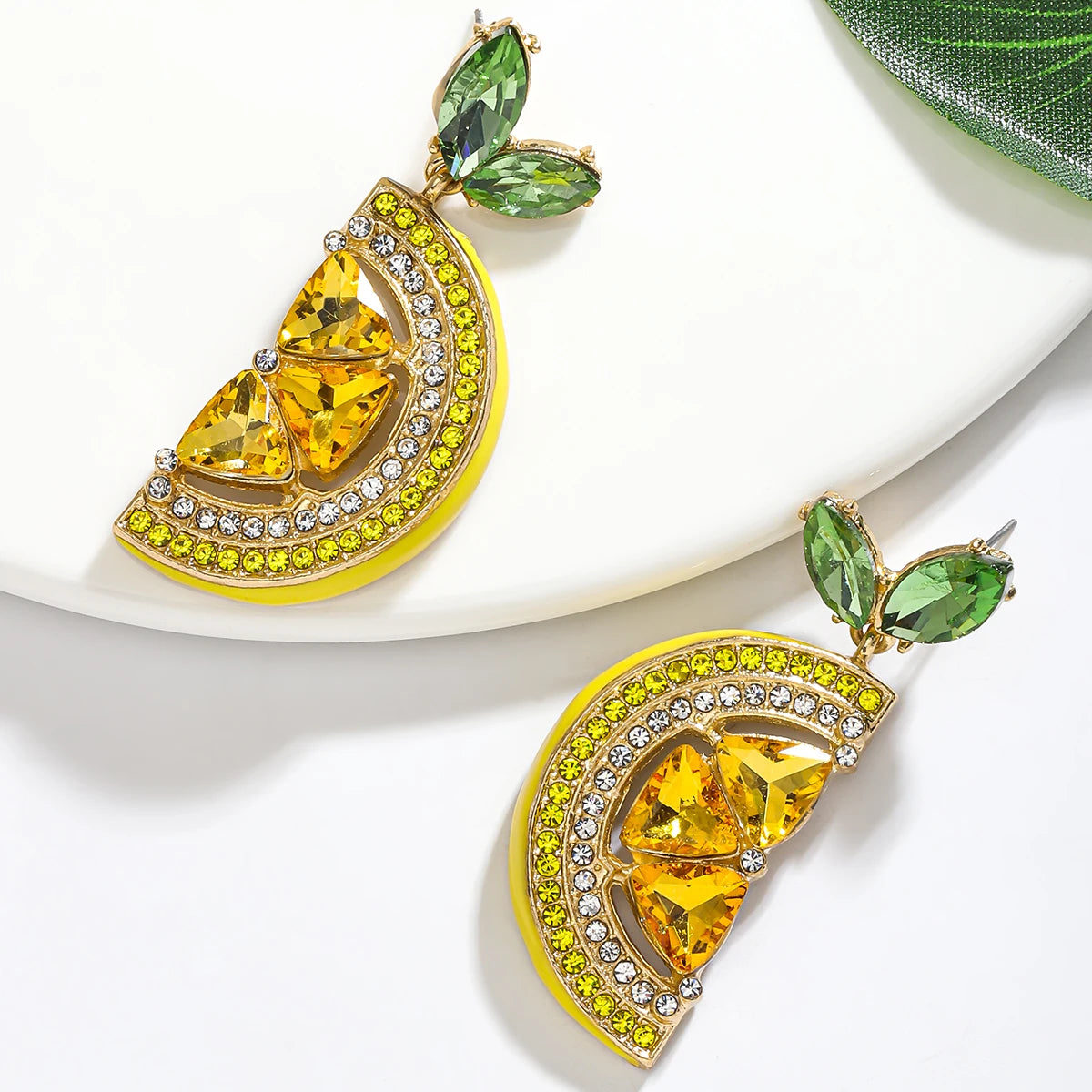 Fashion Bling Pineapple Lemon Dangle Earrings
