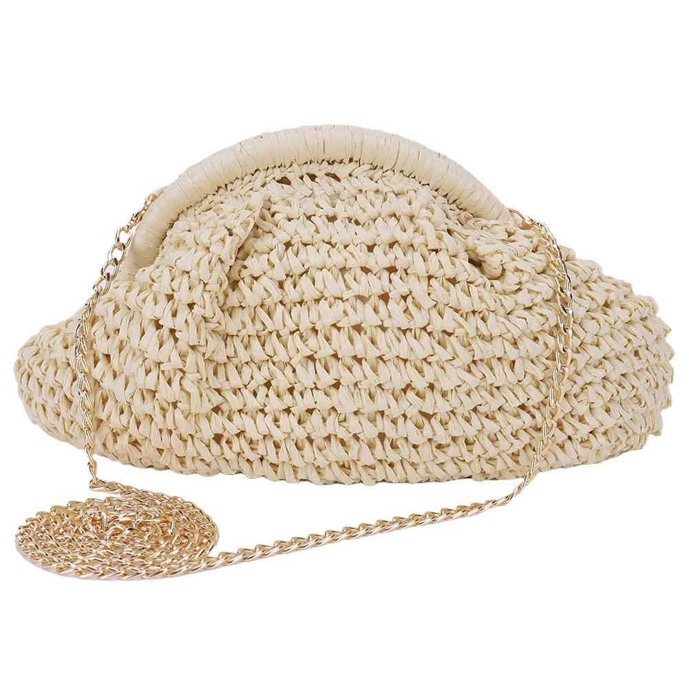 Women Straw Woven Bag Chain Strap