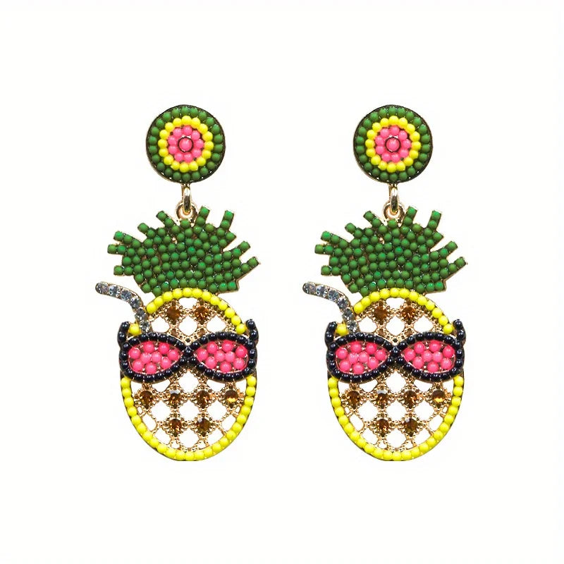 Fashion Bling Pineapple Lemon Dangle Earrings