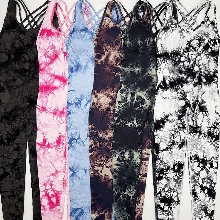 Seamless Tie-Dyed Yoga Jumpsuits