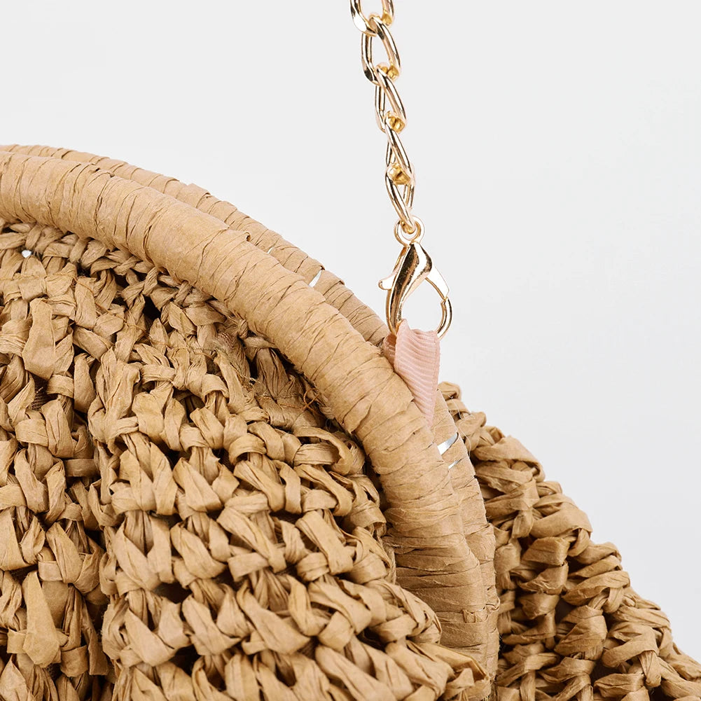 Women Straw Woven Bag Chain Strap